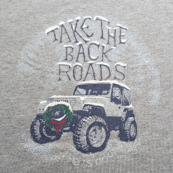 Life Is Good Gray Short Sleeve Tee with Classic Car Design - Picture 2 of 8
